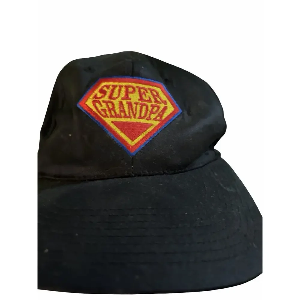 Super Grandpa Superman Style Logo Black Baseball Cap Embroidered